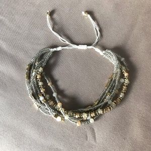 LOFT Gold & Cream Beaded Adjustable Bracelet